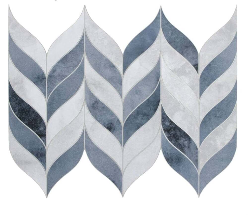 sunwings Leaf Waterjet Blue Peel Stick Backsplash Wall Tile, 10-Pk,NIB